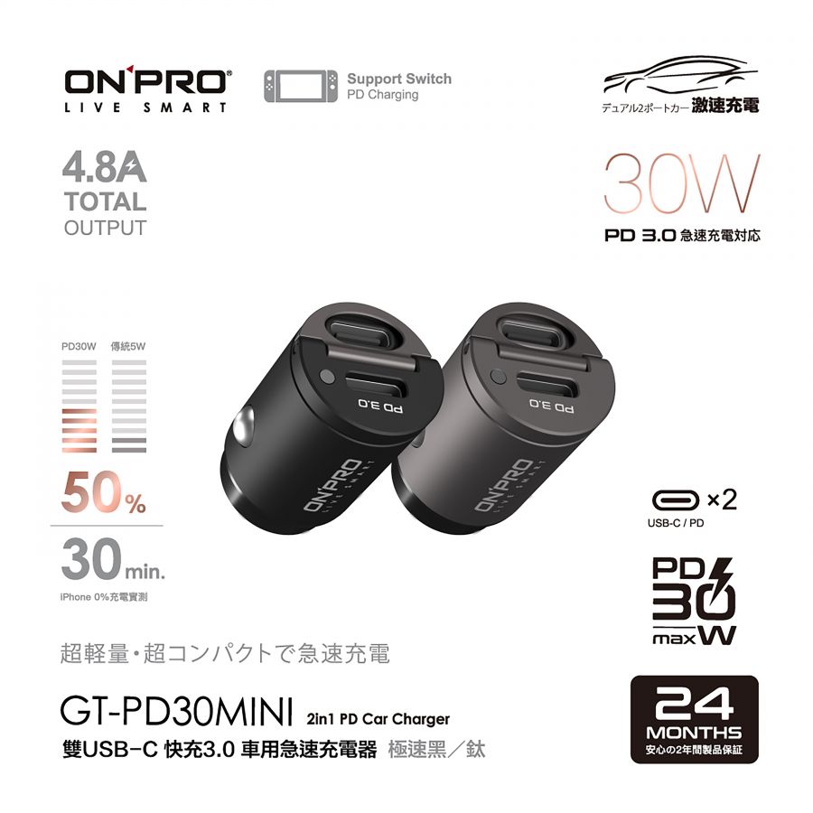 GT-PD30MINI-ONPRO 超迷你PD30W 4.8A車充-黑 (3) GT-PD30MINI-ONPRO 超迷你PD30W 4.8A車充-黑 (3)
