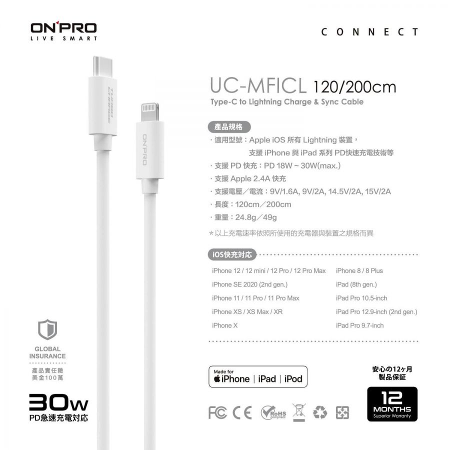 UC-MFICL-WH-ONPRO UC to L快充線120cm-白 (5) UC-MFICL-WH-ONPRO UC to L快充線120cm-白 (5)