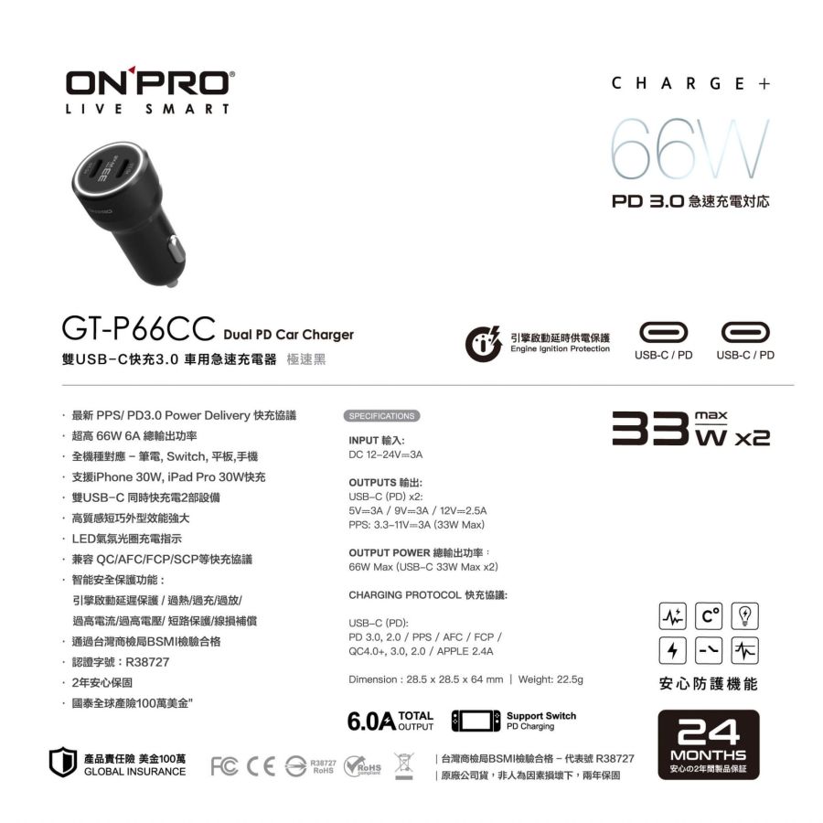 GT-P66CC_BK ONPRO 66W6A雙PD3.0急速車充-黑 (4)