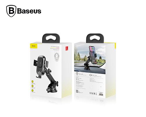 【Baseus】倍思-智能無線充吸盤式支架-黑