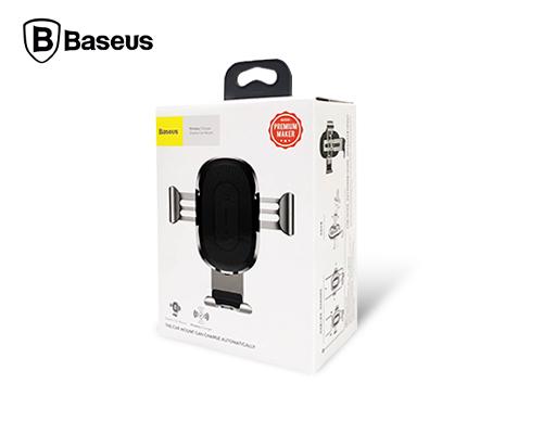 【Baseus】倍思無線充重力車載支架-銀